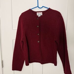 Tally Ho Deep Red Cardigan Sweater